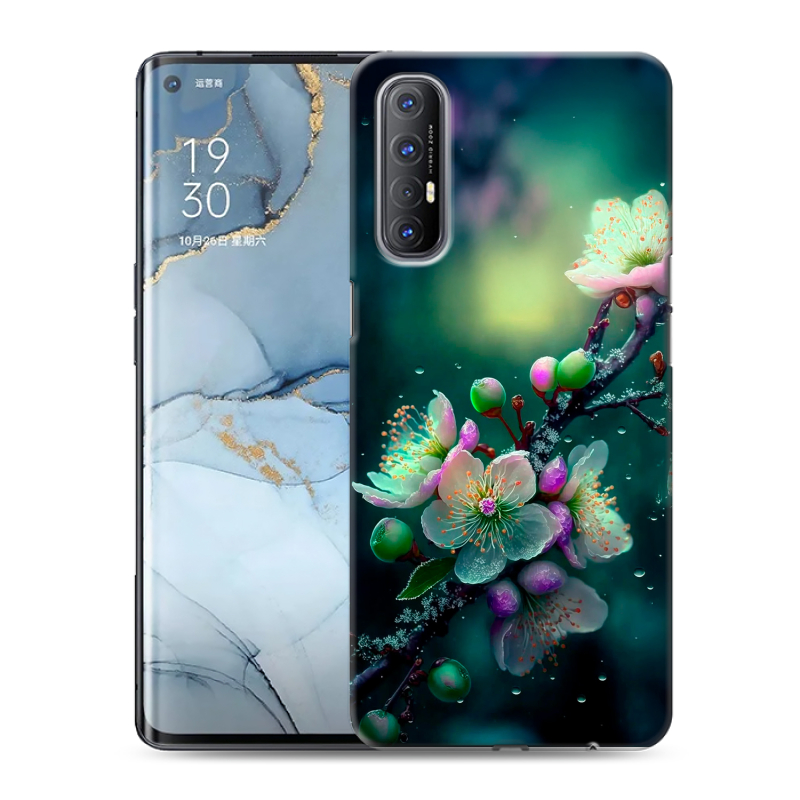 Силиконовый чехол на OPPO Reno3 Pro с принтом Цветы и мрамор Силиконовый чехол на OPPO Reno3 Pro с принтом Цветы и мрамор