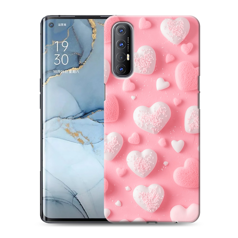 Силиконовый чехол на OPPO Reno3 Pro с принтом Сердечки Силиконовый чехол на OPPO Reno3 Pro с принтом Сердечки