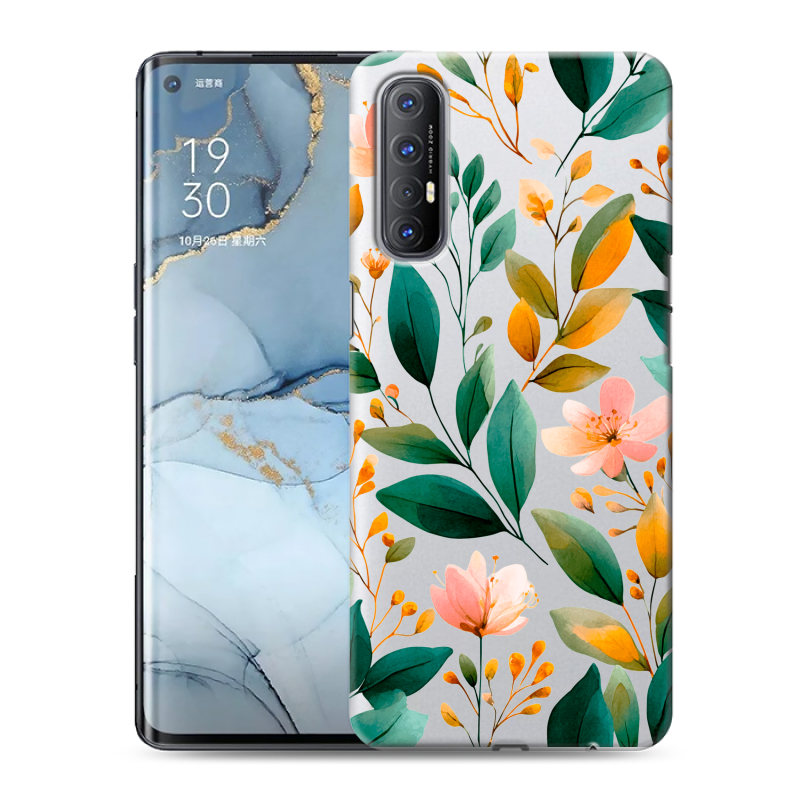 Пластиковый чехол на OPPO Reno3 Pro с принтом Цветы паттерн Пластиковый чехол на OPPO Reno3 Pro с принтом Цветы паттерн