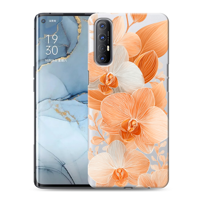 Пластиковый чехол на OPPO Reno3 Pro с принтом Бежевые цветы Пластиковый чехол на OPPO Reno3 Pro с принтом Бежевые цветы