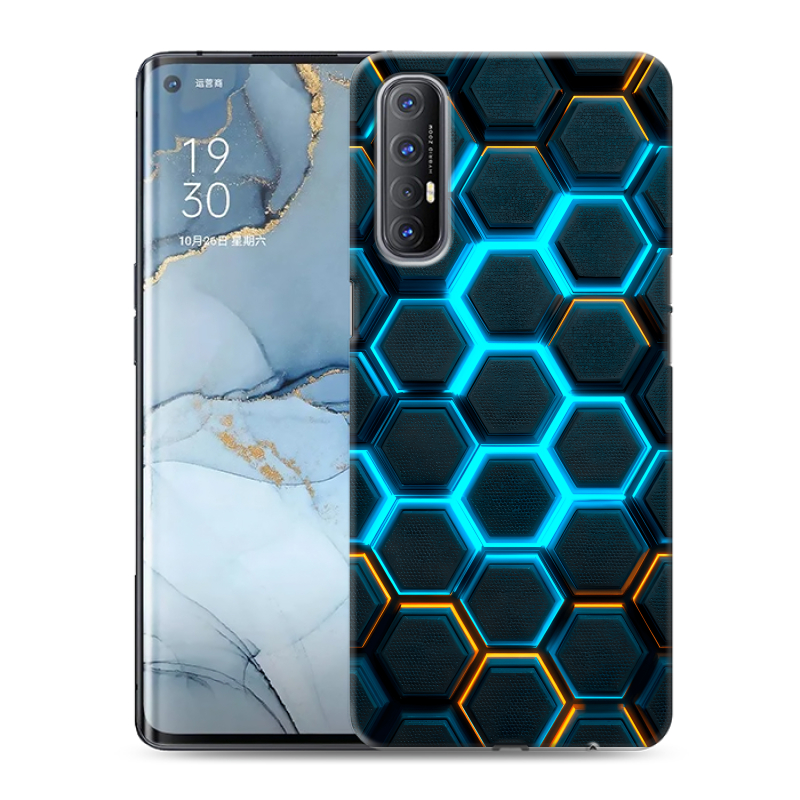 Пластиковый чехол на OPPO Reno3 Pro с принтом Неоновые соты Пластиковый чехол на OPPO Reno3 Pro с принтом Неоновые соты