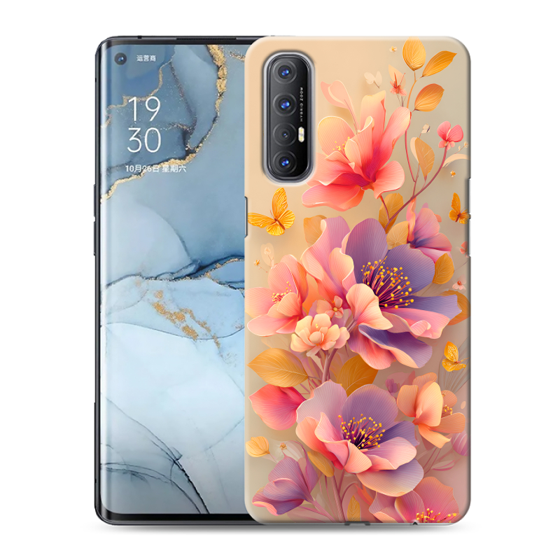 Пластиковый чехол на OPPO Reno3 Pro с принтом Цветы и бабочки Пластиковый чехол на OPPO Reno3 Pro с принтом Цветы и бабочки
