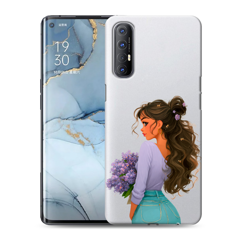 Пластиковый чехол на OPPO Reno3 Pro с принтом девушка цветы Пластиковый чехол на OPPO Reno3 Pro с принтом девушка цветы