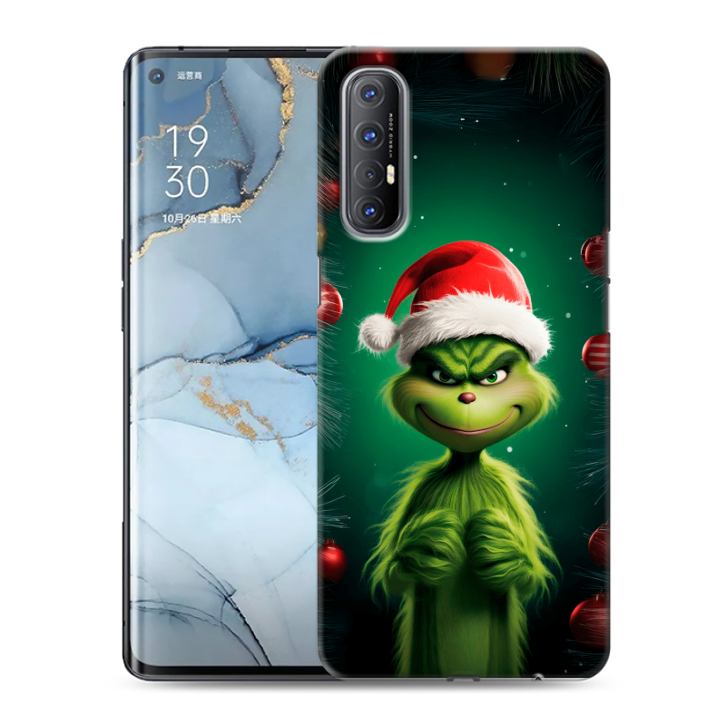 Пластиковый чехол на OPPO Reno3 Pro с принтом Гринч Новый год Рождество Пластиковый чехол на OPPO Reno3 Pro с принтом Гринч Новый год Рождество