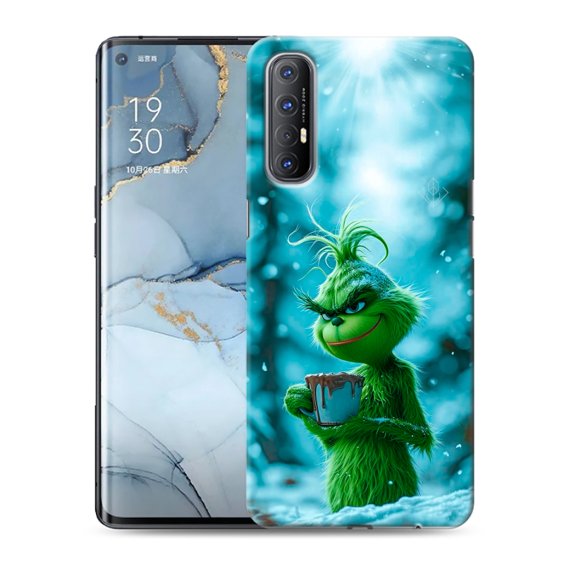 Силиконовый чехол на OPPO Reno3 Pro с принтом Новый год гринч Силиконовый чехол на OPPO Reno3 Pro с принтом Новый год гринч