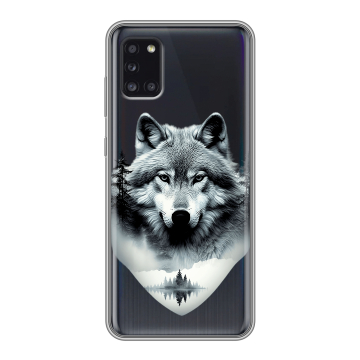 Силиконовый чехол на Samsung Galaxy A31 с принтом Волк в лесу
