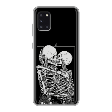 Силиконовый чехол на Samsung Galaxy A31 с принтом Поцелуй скелетов