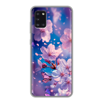 Силиконовый чехол на Samsung Galaxy A31 с принтом цветы бабочки