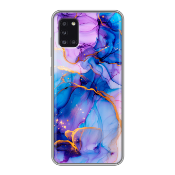 Силиконовый чехол на Samsung Galaxy A31 с принтом синий мрамор