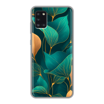 Силиконовый чехол на Samsung Galaxy A31 с принтом Листья и золото Силиконовый чехол на Samsung Galaxy A31 с принтом Листья и золото