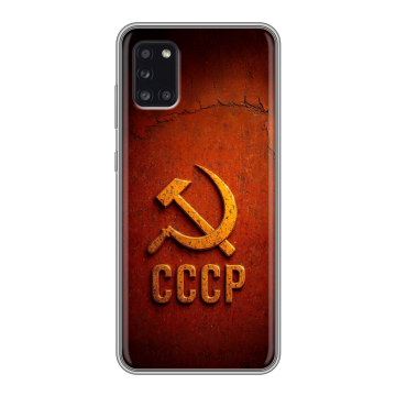 Силиконовый чехол на Samsung Galaxy A31 с принтом Флаг Герб СССР