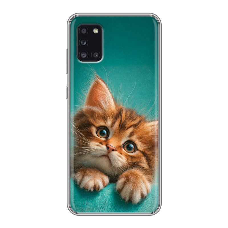 Силиконовый противоударный чехол на Samsung Galaxy A31 с принтом котенок Силиконовый противоударный чехол на Samsung Galaxy A31 с принтом котенок