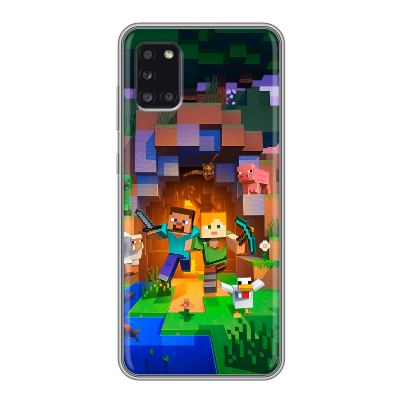 Силиконовый противоударный чехол на Samsung Galaxy A31 с принтом Майнкрафт Minecraft Силиконовый противоударный чехол на Samsung Galaxy A31 с принтом Майнкрафт Minecraft