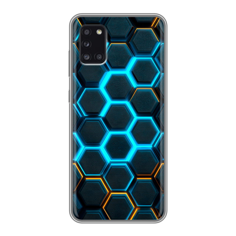 Силиконовый противоударный чехол на Samsung Galaxy A31 с принтом Неоновые соты Силиконовый противоударный чехол на Samsung Galaxy A31 с принтом Неоновые соты