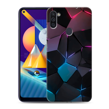 Силиконовый чехол на Samsung Galaxy M11 с принтом Геометрия неона