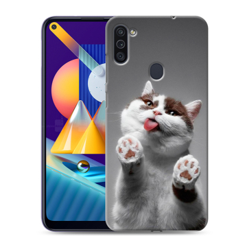 Силиконовый чехол на Samsung Galaxy M11 с принтом Коты