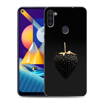 Силиконовый чехол на Samsung Galaxy M11 с принтом Черная клубника
