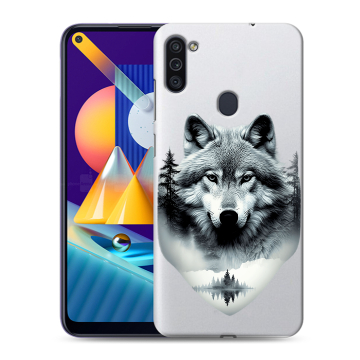 Силиконовый чехол на Samsung Galaxy M11 с принтом Волк в лесу Силиконовый чехол на Samsung Galaxy M11 с принтом Волк в лесу