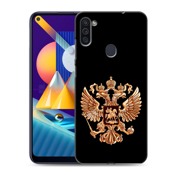 Силиконовый чехол на Samsung Galaxy M11 с принтом Герб России золотой Силиконовый чехол на Samsung Galaxy M11 с принтом Герб России золотой