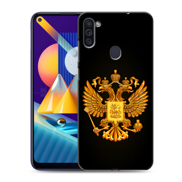 Силиконовый чехол на Samsung Galaxy M11 с принтом Герб России желтый Силиконовый чехол на Samsung Galaxy M11 с принтом Герб России желтый