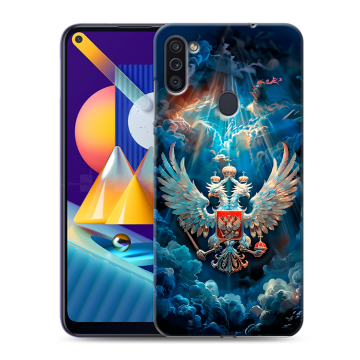 Силиконовый чехол на Samsung Galaxy M11 с принтом Герб флаг России Силиконовый чехол на Samsung Galaxy M11 с принтом Герб флаг России