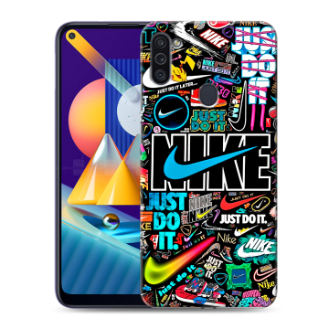 Силиконовый чехол на Samsung Galaxy M11 с принтом найк nike черный Силиконовый чехол на Samsung Galaxy M11 с принтом найк nike черный