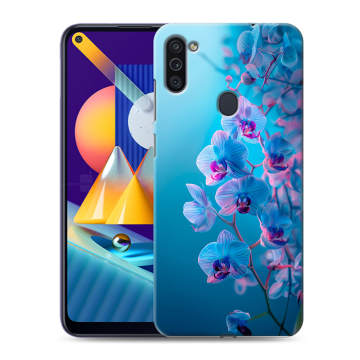 Силиконовый чехол на Samsung Galaxy M11 с принтом голубые орхидеи Силиконовый чехол на Samsung Galaxy M11 с принтом голубые орхидеи