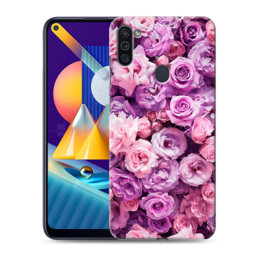 Силиконовый чехол на Samsung Galaxy M11 с принтом лавандовые розы Силиконовый чехол на Samsung Galaxy M11 с принтом лавандовые розы