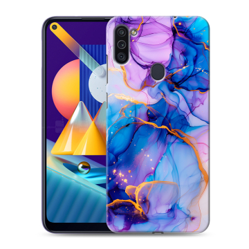 Силиконовый чехол на Samsung Galaxy M11 с принтом синий мрамор Силиконовый чехол на Samsung Galaxy M11 с принтом синий мрамор