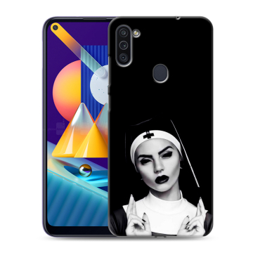 Силиконовый чехол на Samsung Galaxy M11 с принтом монашка Силиконовый чехол на Samsung Galaxy M11 с принтом монашка