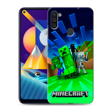 Силиконовый чехол на Samsung Galaxy M11 с принтом Майнкрафт Силиконовый чехол на Samsung Galaxy M11 с принтом Майнкрафт