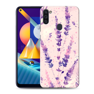 Силиконовый чехол на Samsung Galaxy M11 с принтом цветы лаванда Силиконовый чехол на Samsung Galaxy M11 с принтом цветы лаванда