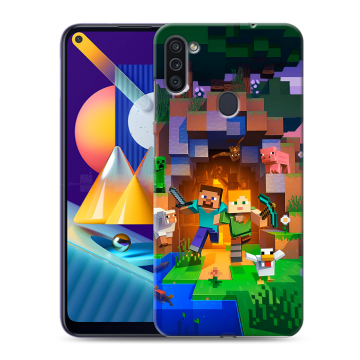 Силиконовый чехол на Samsung Galaxy M11 с принтом Майнкрафт Minecraft Силиконовый чехол на Samsung Galaxy M11 с принтом Майнкрафт Minecraft