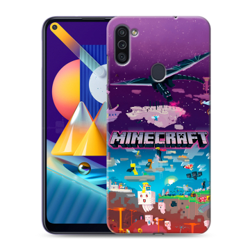 Силиконовый чехол на Samsung Galaxy M11 с принтом Майнкрафт Minecraft Силиконовый чехол на Samsung Galaxy M11 с принтом Майнкрафт Minecraft