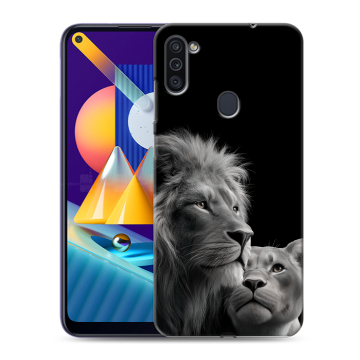 Силиконовый чехол на Samsung Galaxy M11 с принтом Лев кошки Силиконовый чехол на Samsung Galaxy M11 с принтом Лев кошки