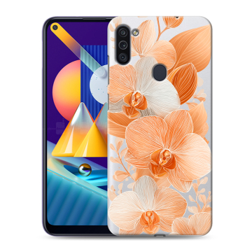 Силиконовый чехол на Samsung Galaxy M11 с принтом Бежевые цветы Силиконовый чехол на Samsung Galaxy M11 с принтом Бежевые цветы