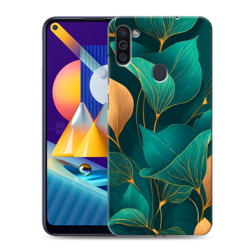 Силиконовый чехол на Samsung Galaxy M11 с принтом Листья и золото Силиконовый чехол на Samsung Galaxy M11 с принтом Листья и золото
