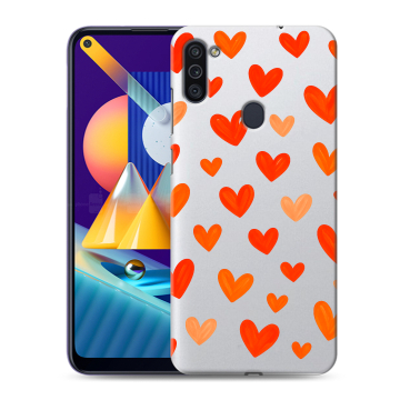 Силиконовый чехол на Samsung Galaxy M11 с принтом Сердечки Силиконовый чехол на Samsung Galaxy M11 с принтом Сердечки