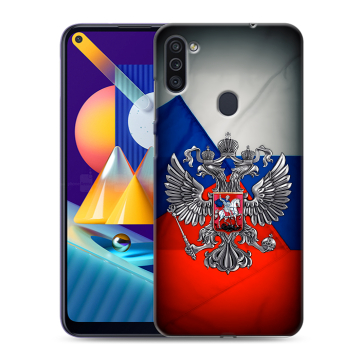 Силиконовый чехол на Samsung Galaxy M11 с принтом Флаг России Силиконовый чехол на Samsung Galaxy M11 с принтом Флаг России