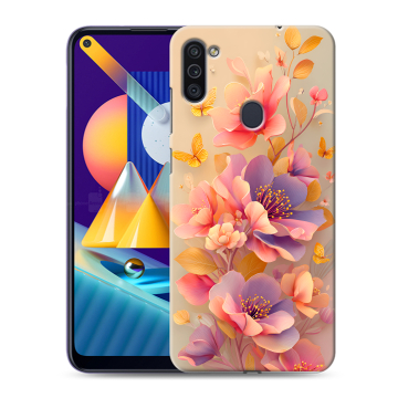 Силиконовый чехол на Samsung Galaxy M11 с принтом Цветы и бабочки Силиконовый чехол на Samsung Galaxy M11 с принтом Цветы и бабочки