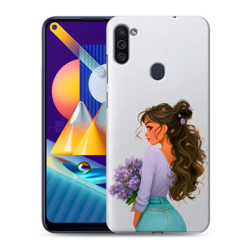 Силиконовый чехол на Samsung Galaxy M11 с принтом девушка цветы Силиконовый чехол на Samsung Galaxy M11 с принтом девушка цветы