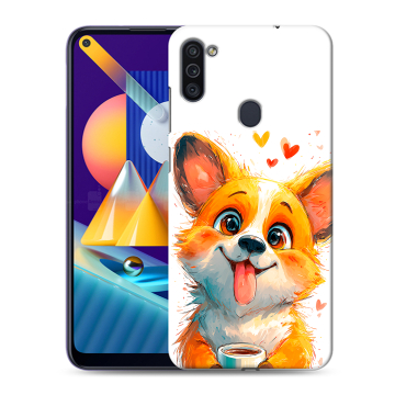 Силиконовый чехол на Samsung Galaxy M11 с принтом корги Силиконовый чехол на Samsung Galaxy M11 с принтом корги