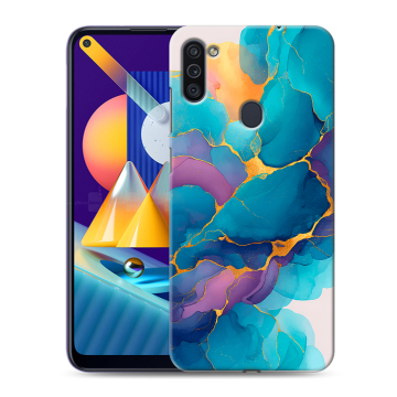 Силиконовый чехол на Samsung Galaxy M11 с принтом Мрамор блестки Силиконовый чехол на Samsung Galaxy M11 с принтом Мрамор блестки