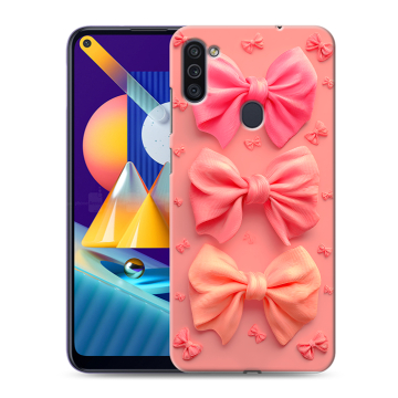 Силиконовый чехол на Samsung Galaxy M11 с принтом Розовые бантики Силиконовый чехол на Samsung Galaxy M11 с принтом Розовые бантики