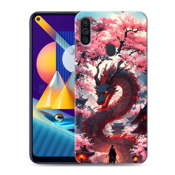 Силиконовый чехол на Samsung Galaxy M11 с принтом Дракон Японский Силиконовый чехол на Samsung Galaxy M11 с принтом Дракон Японский