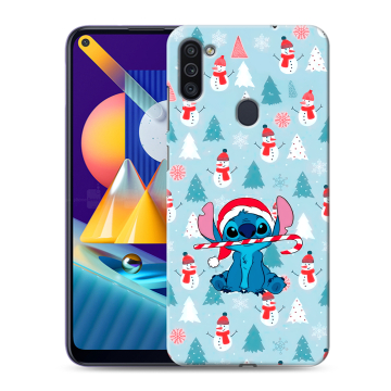 Силиконовый чехол на Samsung Galaxy M11 с принтом Стич Новый год Силиконовый чехол на Samsung Galaxy M11 с принтом Стич Новый год