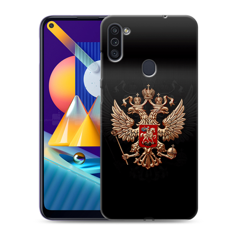 Пластиковый чехол на Samsung Galaxy M11 с принтом Герб России Пластиковый чехол на Samsung Galaxy M11 с принтом Герб России
