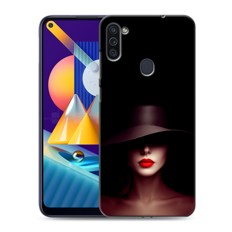 Пластиковый чехол на Samsung Galaxy M11 с принтом Девушка в шляпе Пластиковый чехол на Samsung Galaxy M11 с принтом Девушка в шляпе