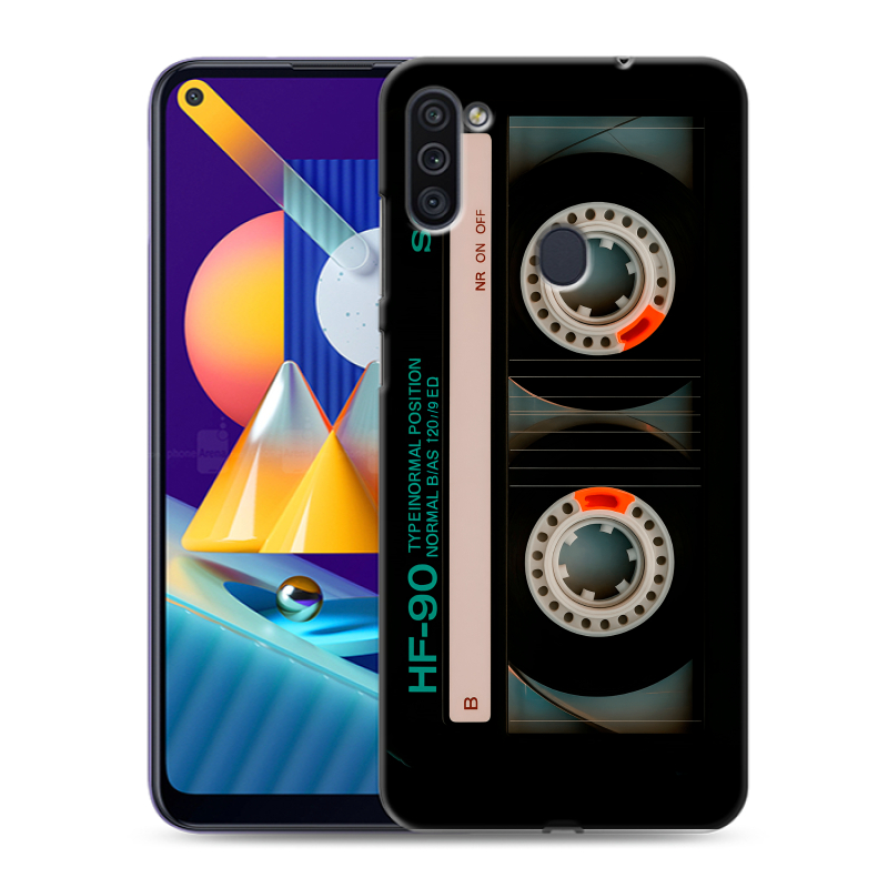 Силиконовый противоударный чехол на Samsung Galaxy M11 с принтом Кассета Силиконовый противоударный чехол на Samsung Galaxy M11 с принтом Кассета