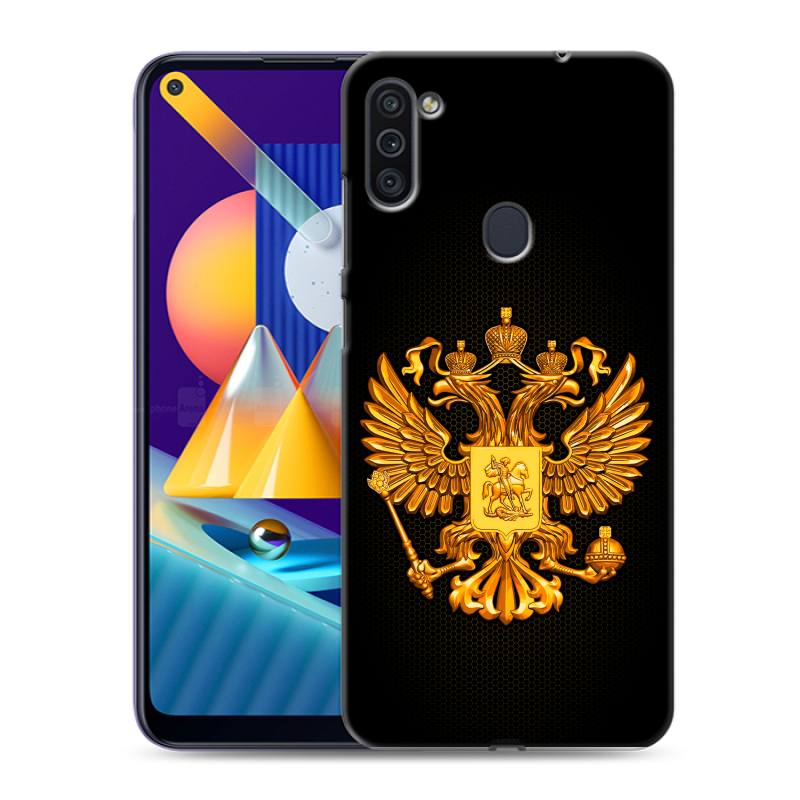 Силиконовый чехол на Samsung Galaxy M11 с принтом Герб России желтый Силиконовый чехол на Samsung Galaxy M11 с принтом Герб России желтый